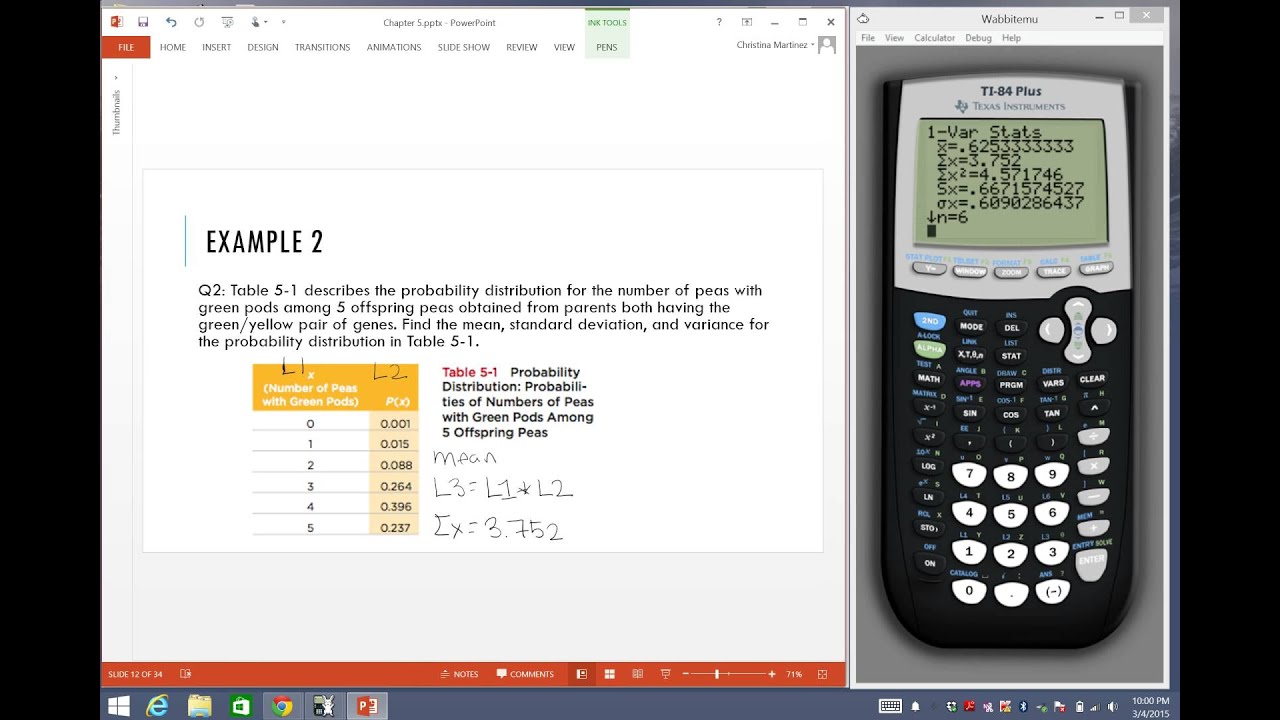 Mean, Variance, and Standard Deviation of a Probabaility Distribution