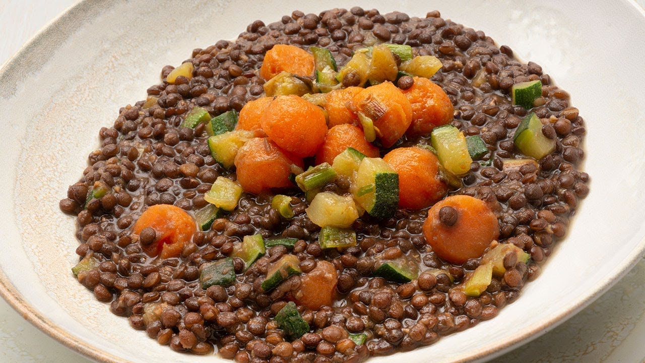 Lentejas con calabacín y bolitas de boniato - Cocina Abierta de Karlos Arguiñano