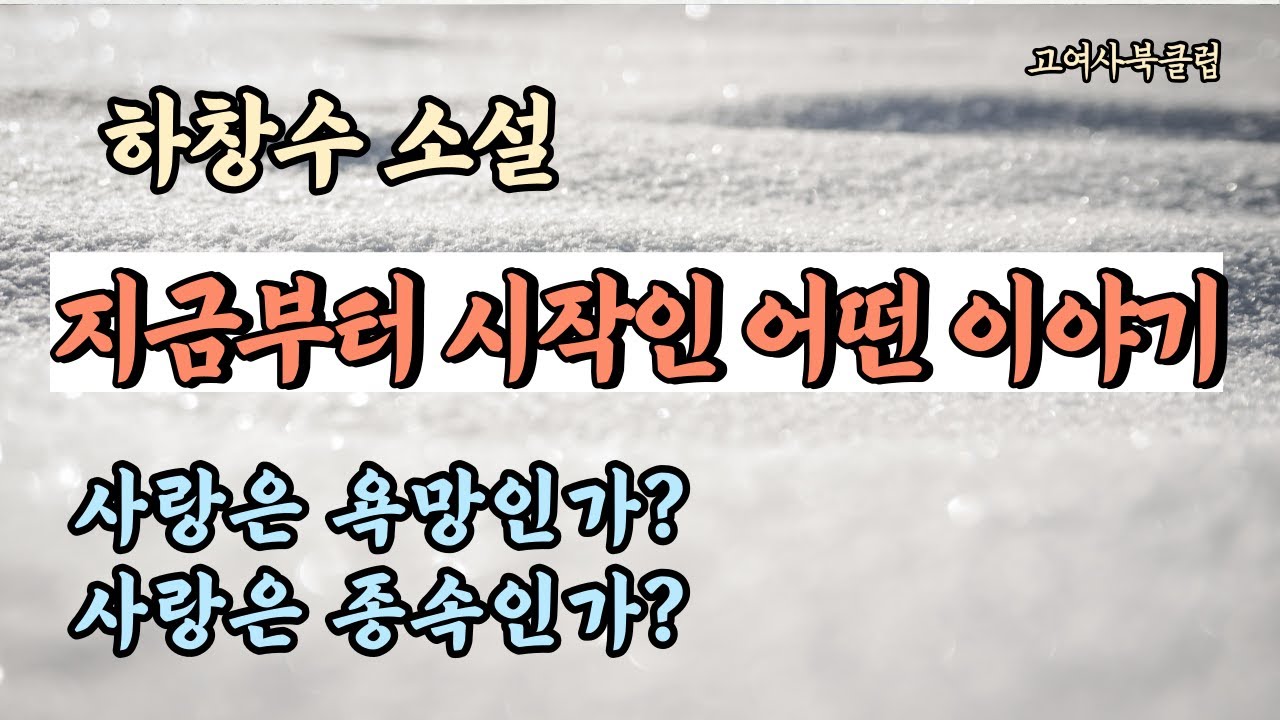 사랑은 욕망인가?  종속인가?     하창수 소설  ' 지금부터 시작인 어떤 이야기 '