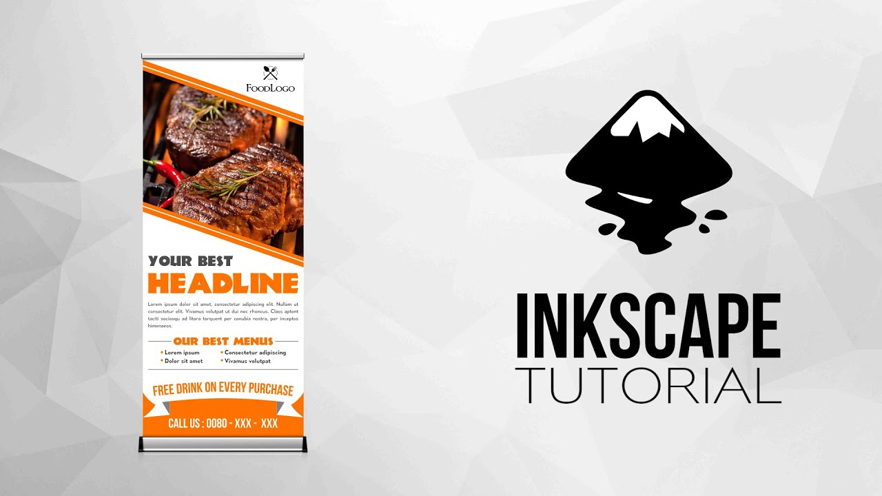 How to Design Professional Roll up Banner | RESTAURANT | Inkscape Tutorial and Design Inspiration