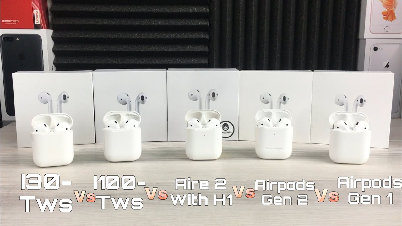 I100-TWS VS I30-TWS VS AIRE 2 wt H1 VS AIRPODS 1 and 2