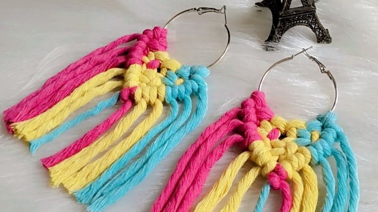 ابسط طريقة لعمل حلق مكرمية للمبتدئين .. The simplest way to make macrame earrings for beginners