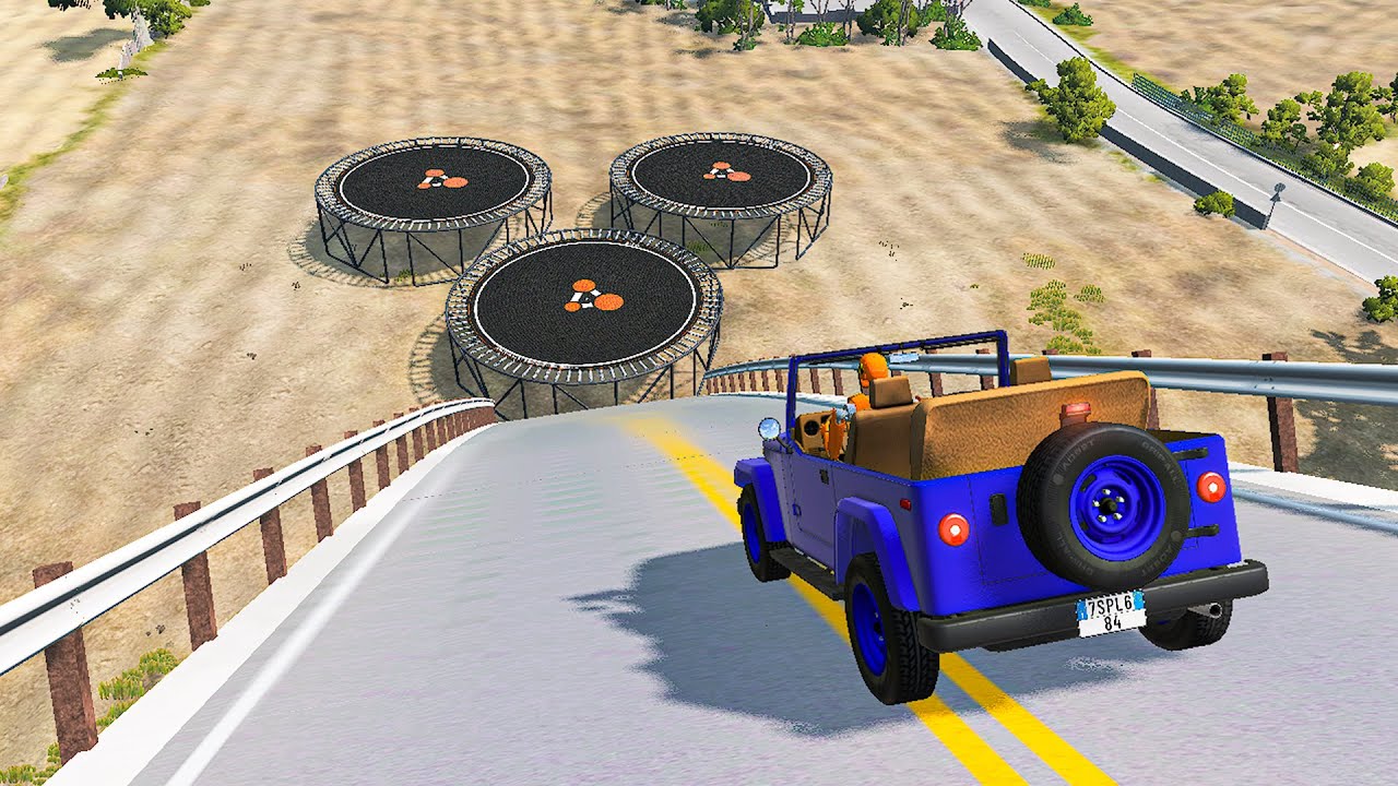 Cars vs Trampoline   Jumps from Acceleration 😱 BeamNG Drive