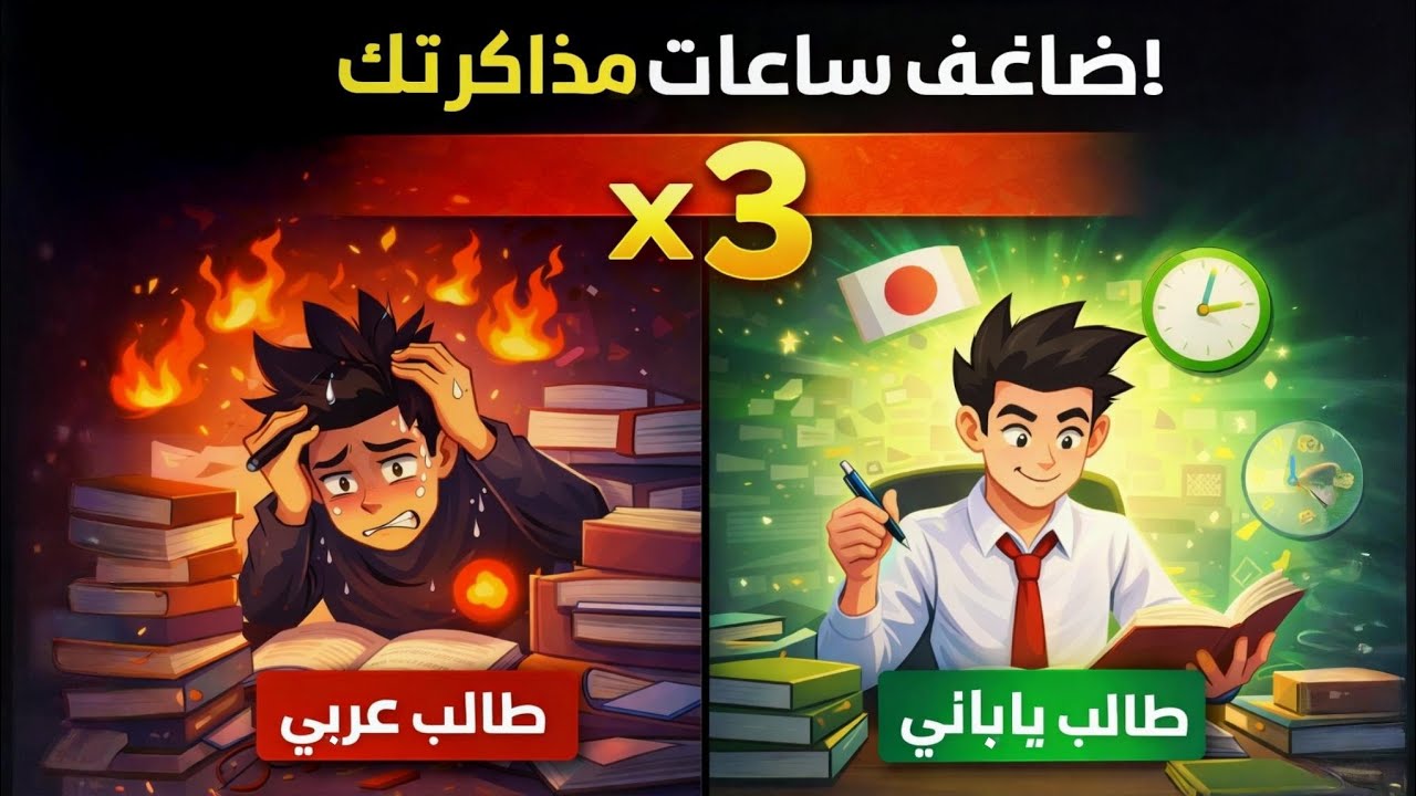 ضاعف ساعات مذاكرتك 3× بدون تعب (طريقة الطالب الياباني 🇯🇵 )