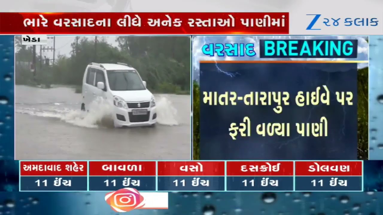 Kheda Rain Fury: Kheda-Dholka and Matar-Tarasapura Highways Flooded; People Risk Lives to Cross