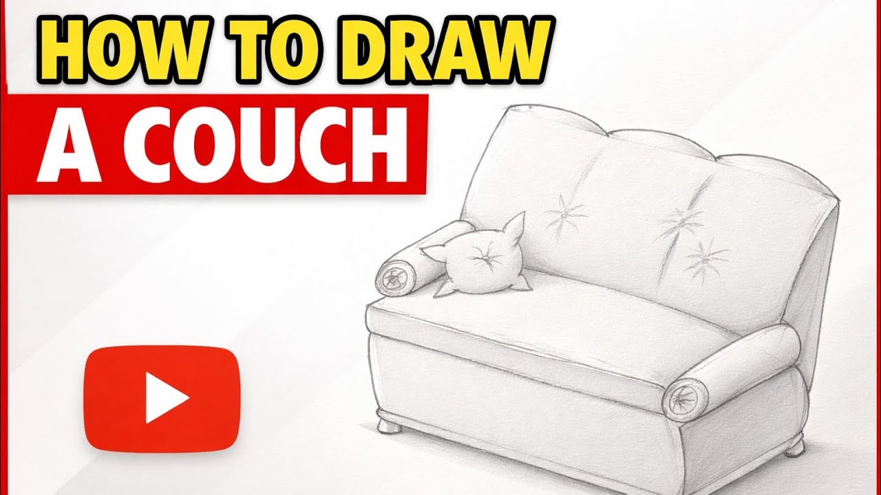 How To Draw a Couch | Easy Step By Step Tutorial | No Music