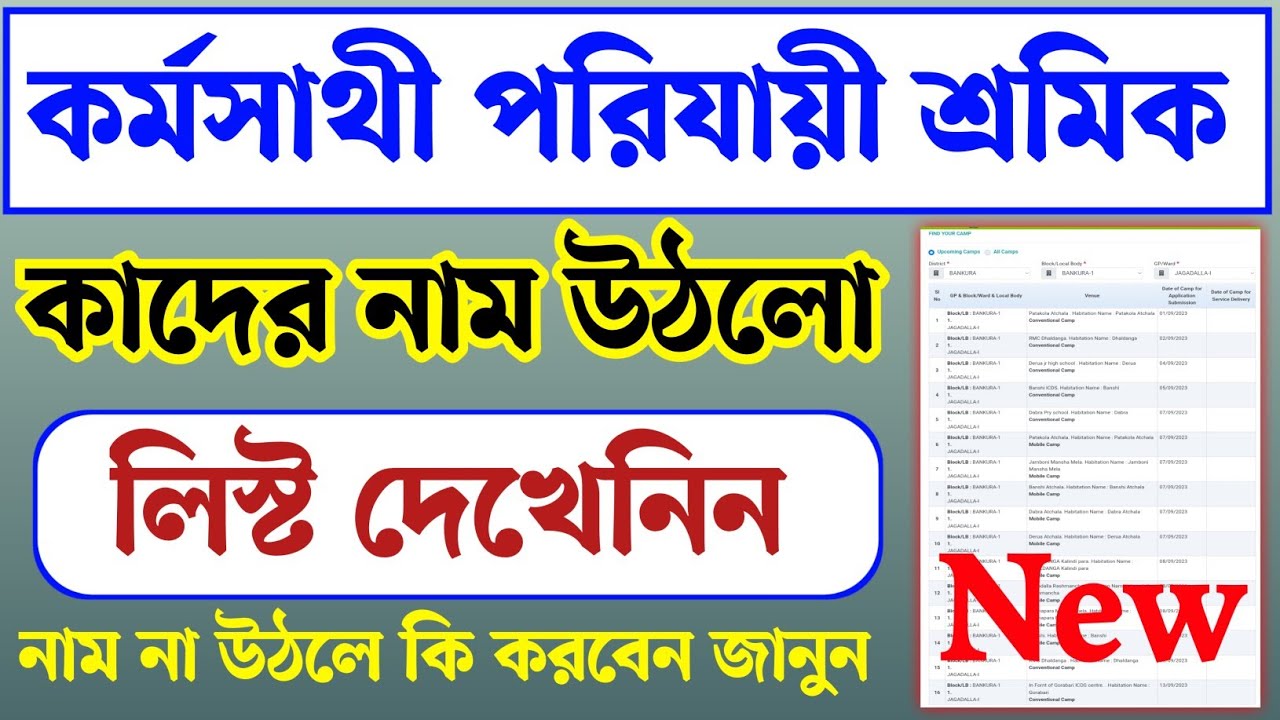 কর্মসাথী পরিযায়ী শ্রমিক প্রকল্পে কাদের নাম উঠলো দেখুন। karmasathi parijayee sramik beneficiary list