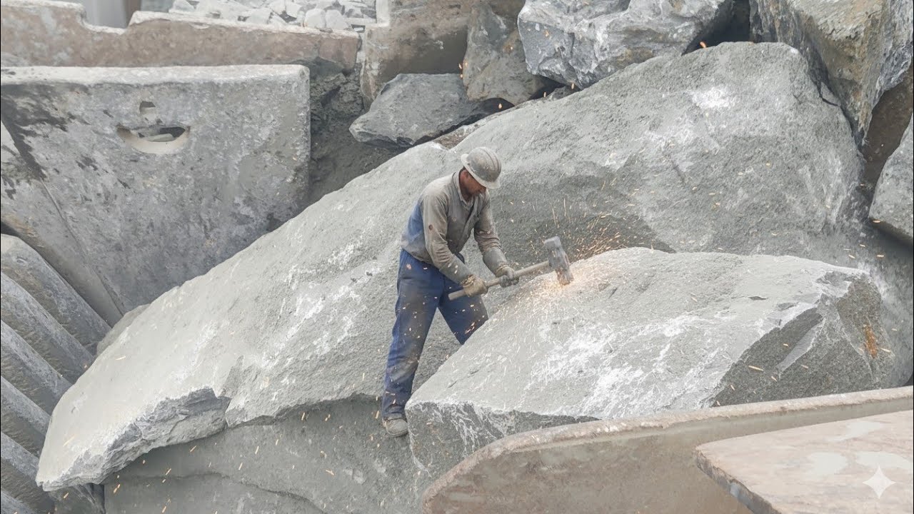 Black Stone Man vs Giant Stone Crushing Machine | Very Dangerous Wo 