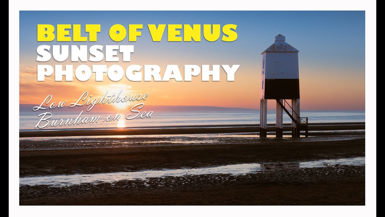 Photographing Low Lighthouse in Somerset During Sunsets Belt of Venus Glow