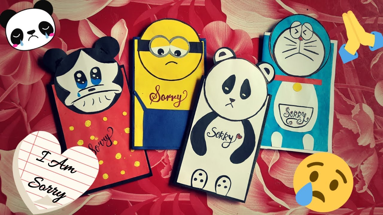 4 Cute Sorry Card Ideas|Children's Special Greeting Card|Sorry Card for Friends