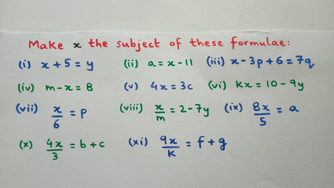 Rearrange the Formula | Change the subject of the formulae 1