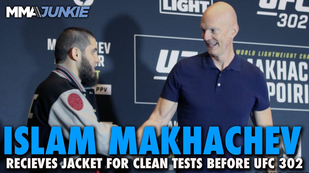 Jeff Novitzky Presents Islam Makhachev With Drug Test Jacket, Says 2016 Failure a Mistake