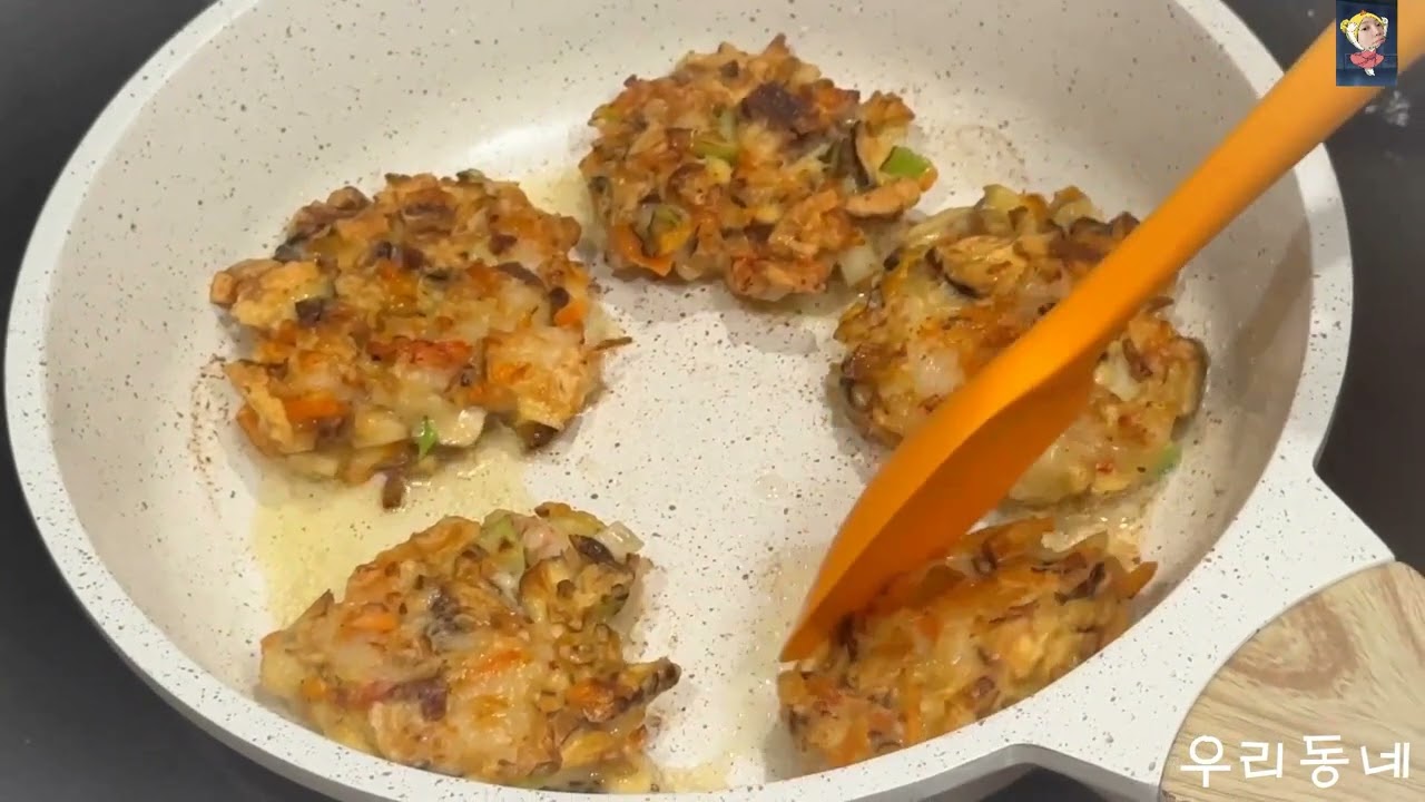 버섯 새우전 만들기 / Cooking Korean Style Mushroom Shrimp Pancake / 韓国風キノコエビチヂミ料理