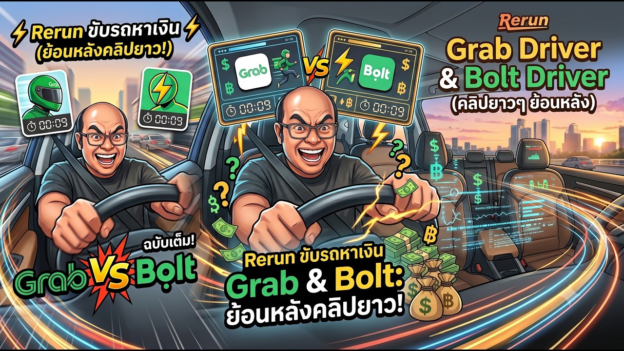 2026#15 Rerun ขับรถหาเงิน Grab Driver และ Bolt Driver ย้อนหลังดูคลิปยาวๆ กันเลยครับ #bolt #grabcar