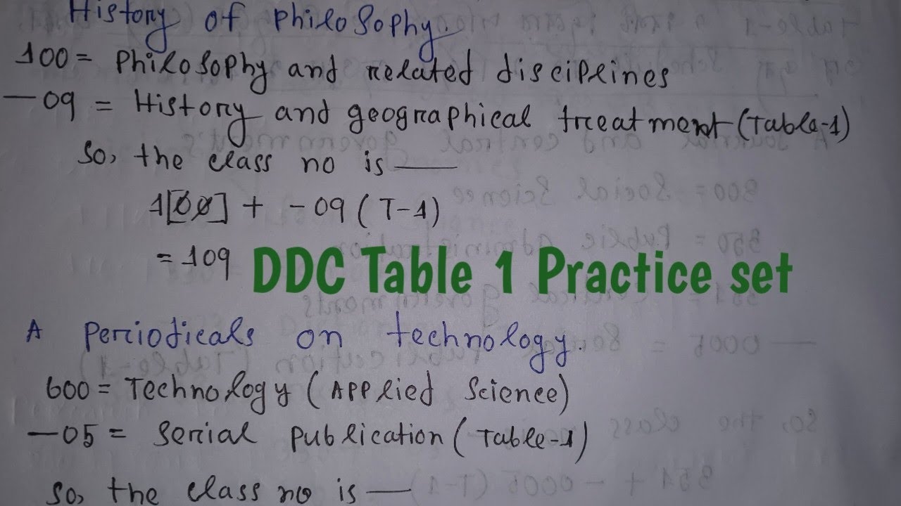 DDC Table 1 Practical||BLIS DDC Table 1 Practical Paper|| DDC  Practical||
