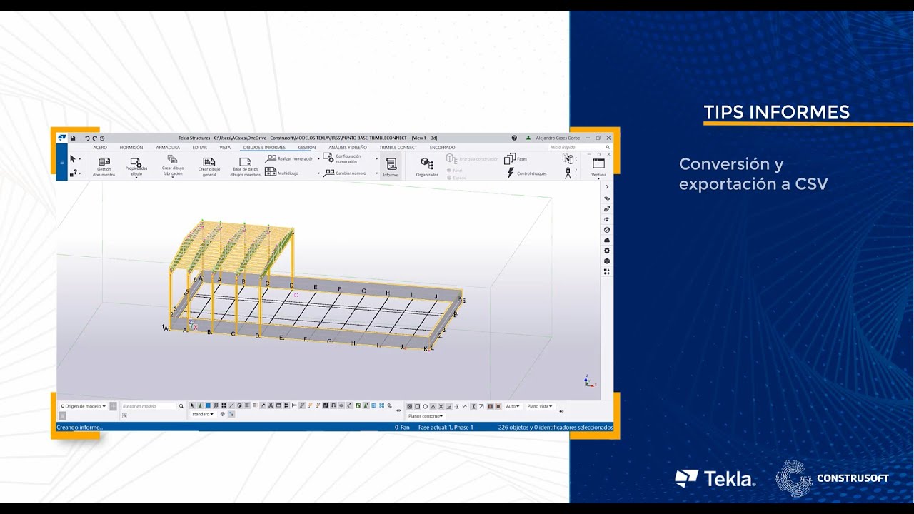Genera plantillas CSV para informes de Tekla Structures
