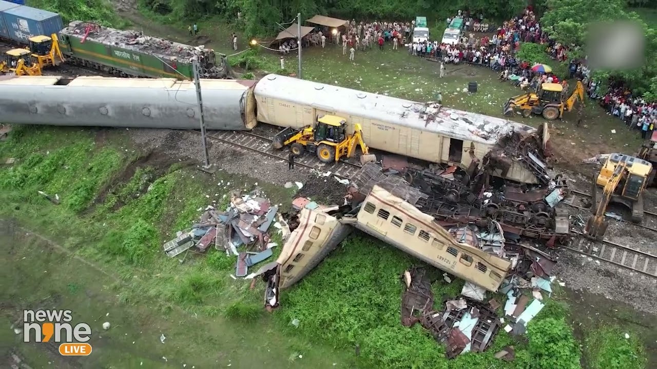 Drone Visuals from Bengal Train Accident Spot Show Extent of Severe Damage, Restoration Underway