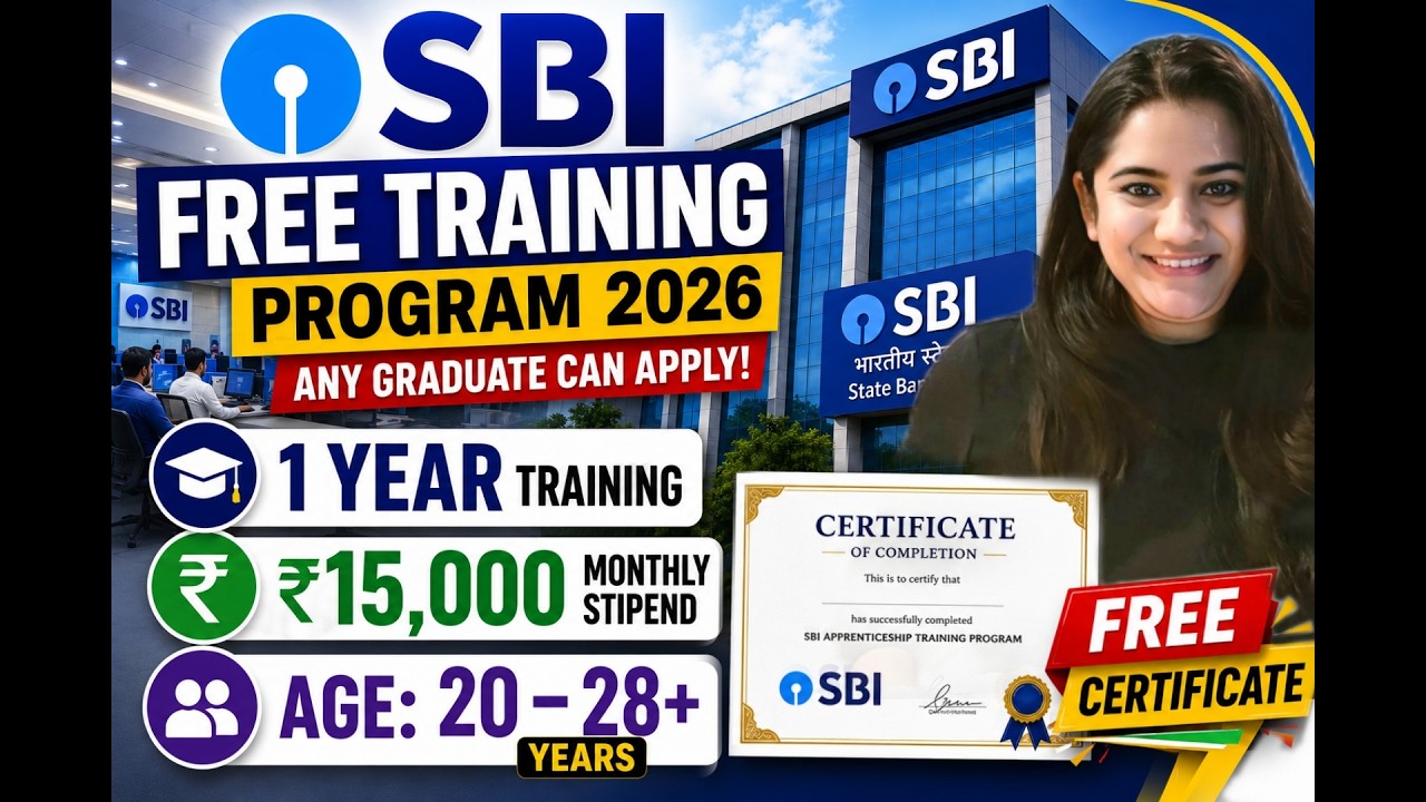 Бесплатная стажировка в SBI 2026 | Ежемесячная стипендия 15 000 ₹ + сертификат | Работа в банке д...