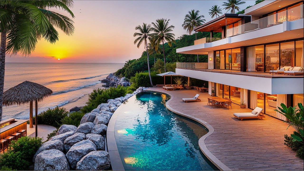 Soft Jazz Music 🌅 Beach Resort Ambience & Gentle Waves for Deep Relaxation