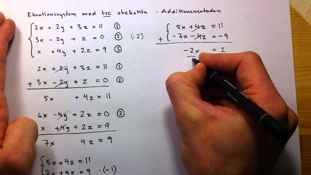 Ekvationssystem med tre obekanta