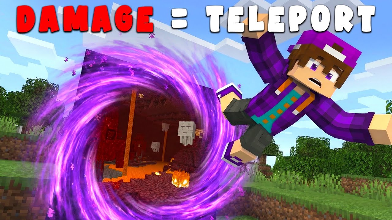 Minecraft, but if i take damage i teleport.