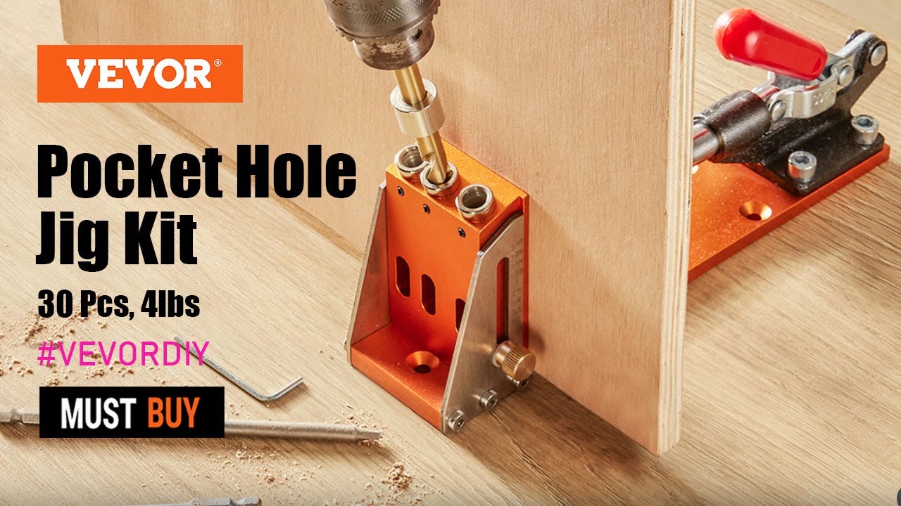 VEVOR 30 Pcs Pocket Hole Jig Kit, Dual Scale Marks for DIY Carpentry Projects