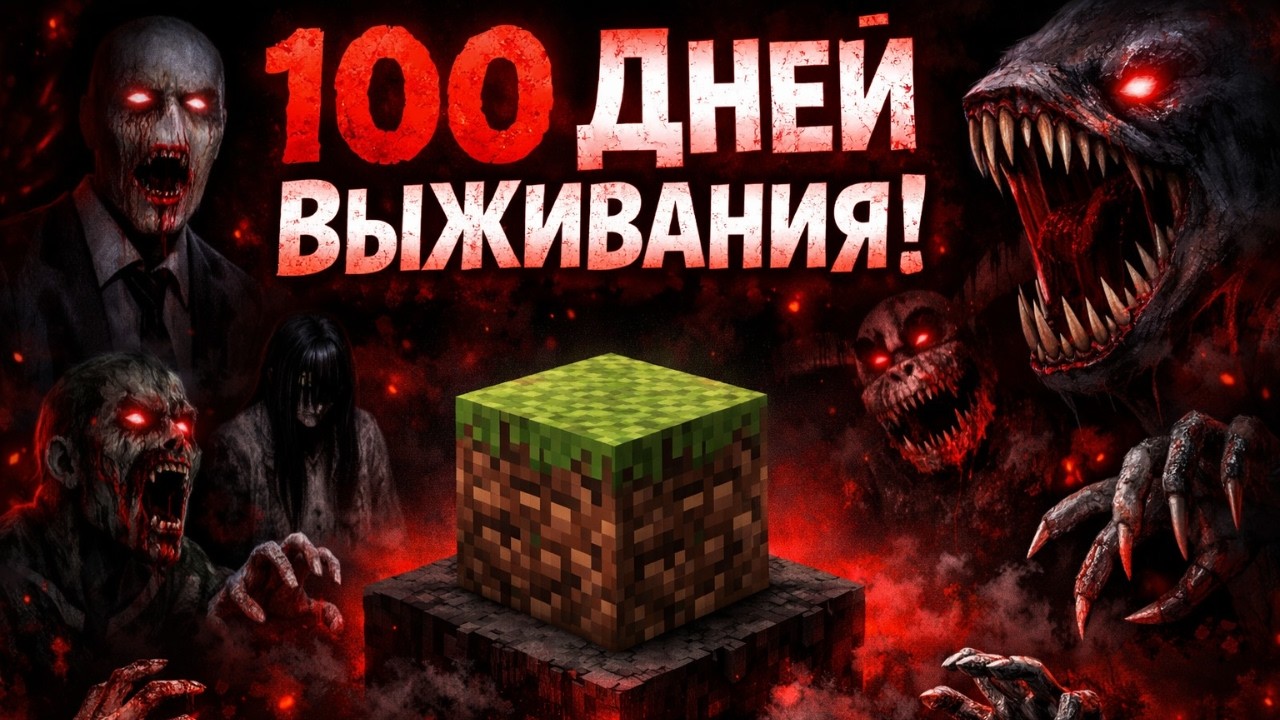 100 ДНЕЙ НА СТРАШНОМ БЛОКЕ МАЙНКРАФТ💀