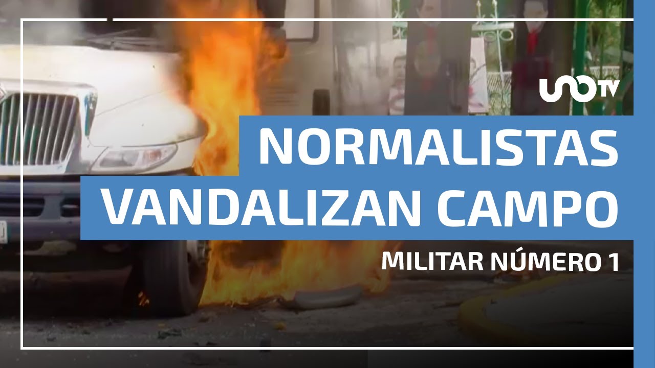 Normalistas vandalizan Campo Militar Número 1: queman camión y lanzan petardos