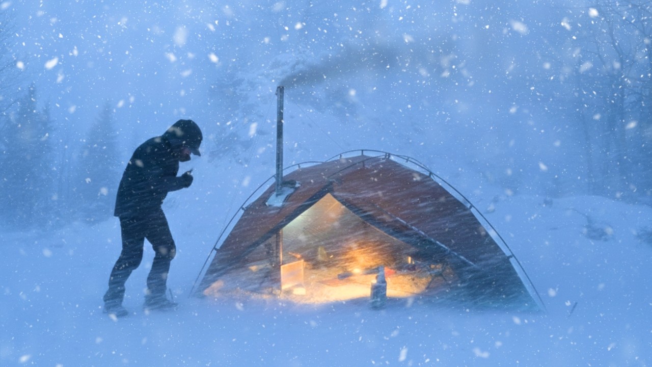 Hot Tent Camping in a Snowstorm