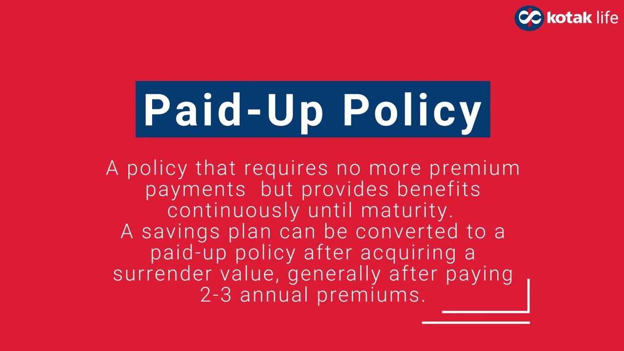 What is Paid-up Policy? | Educational Series | Kotak Life