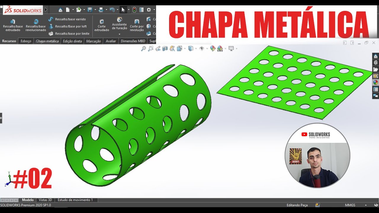 CHAPA METÁLICA EXERCÍCIO 02 - COMANDOS BÁSICOS  NO SOLIDWORKS