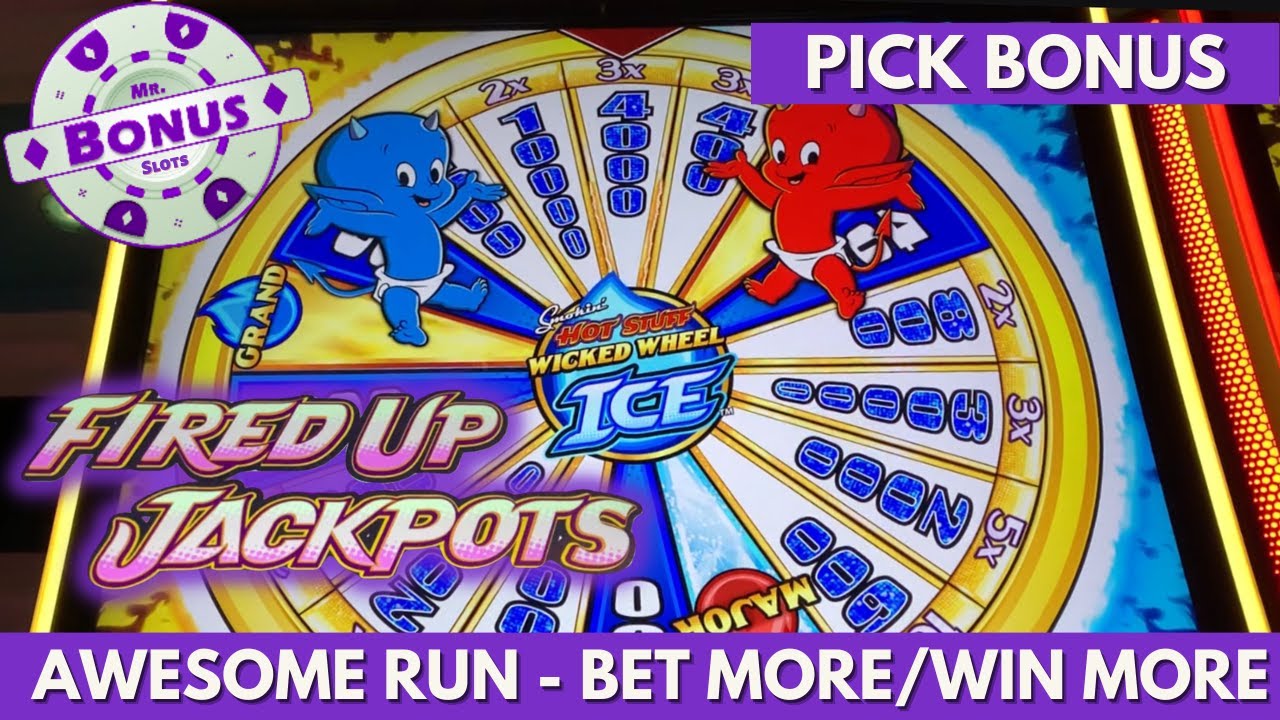 Fired Up Jackpots!  Big Progressive Wins - Unreal Bonus run on Wicked Wheel Ice Slot Machine!!