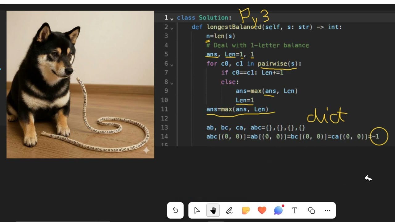 Py3 C++使用 4  hashmaps解Leetcode 3714  Longest Balanced Substring II