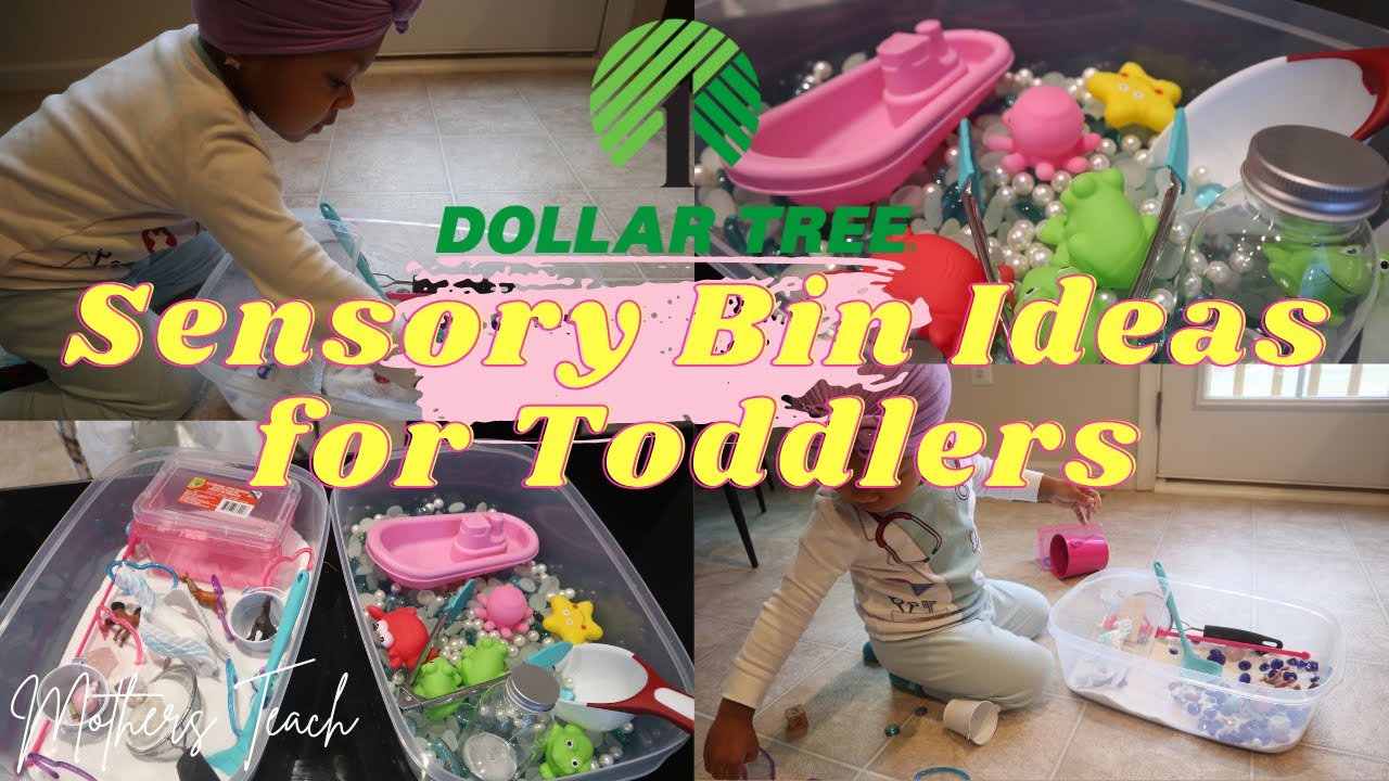 SENSORY BIN IDEAS | DIY Dollar Tree Sensory bins for toddlers 1-3 years old