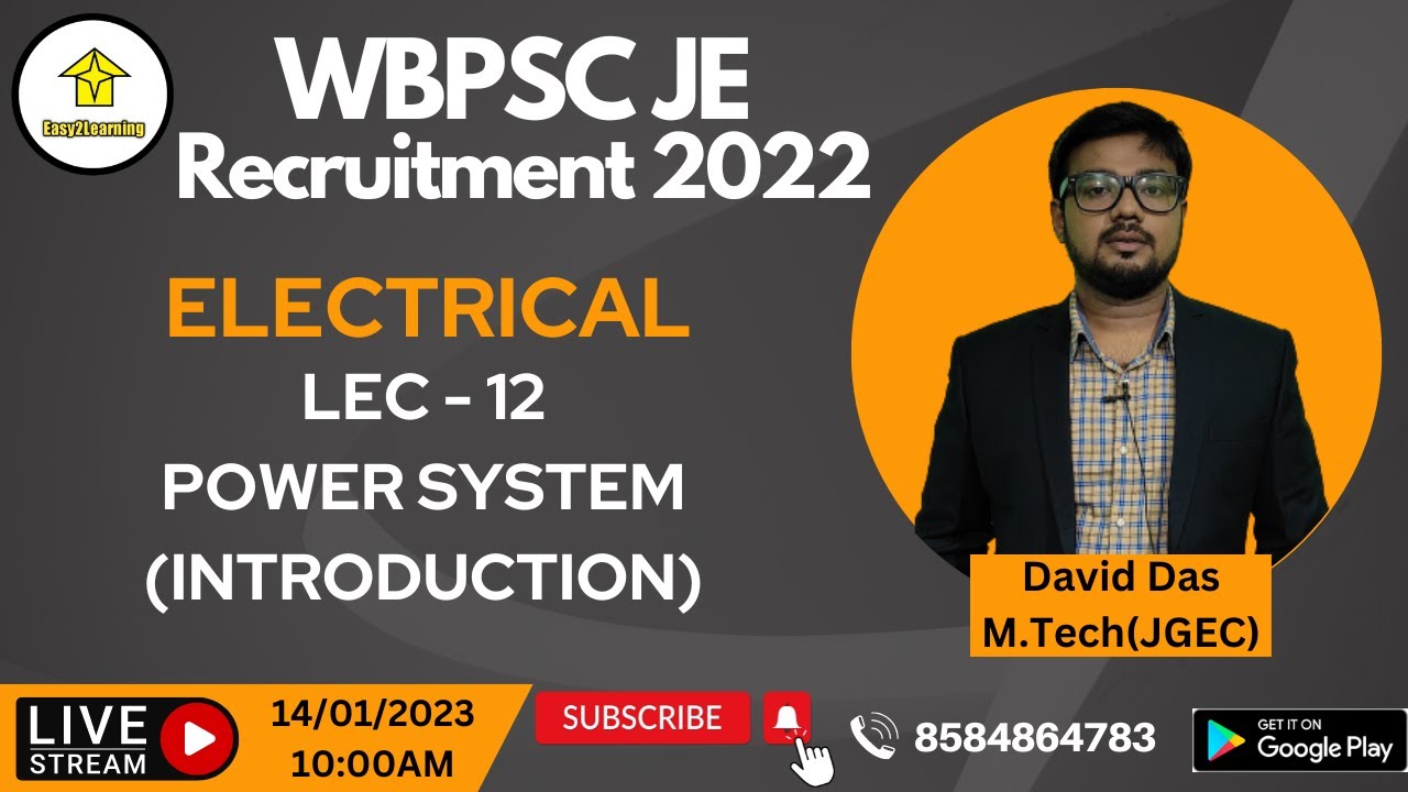 WBPSC 2022 Recruitment (EE) | Introduction of Power System | By E2L/David Das