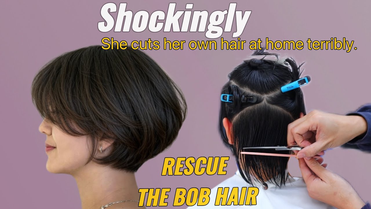 Emergency Bob Rescues | Transforming Messy Pixie Haircut into the Perfect Bob | Tutorial Hair Cut
