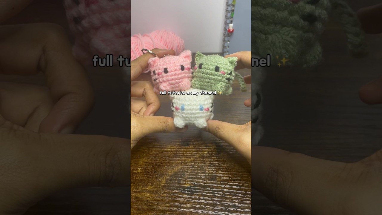 Super cute Mochi Cat 🍡🐱 | crochet keychain mini amigurumi beginners #crochet #beginner