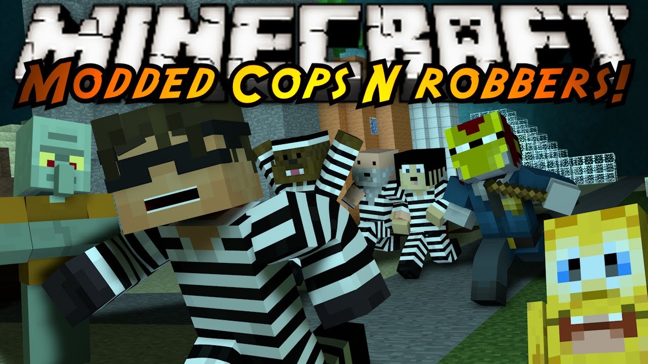 Minecraft Mini-Game : MODDED COPS N ROBBERS! SPONGEBOB!