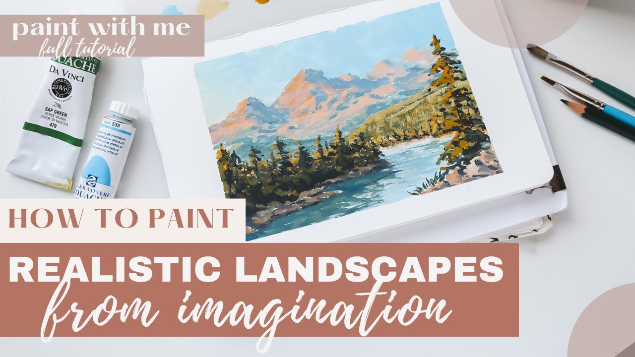 How to Paint Landscapes From Imagination | Full one hour gouache tutorial | Paint with me
