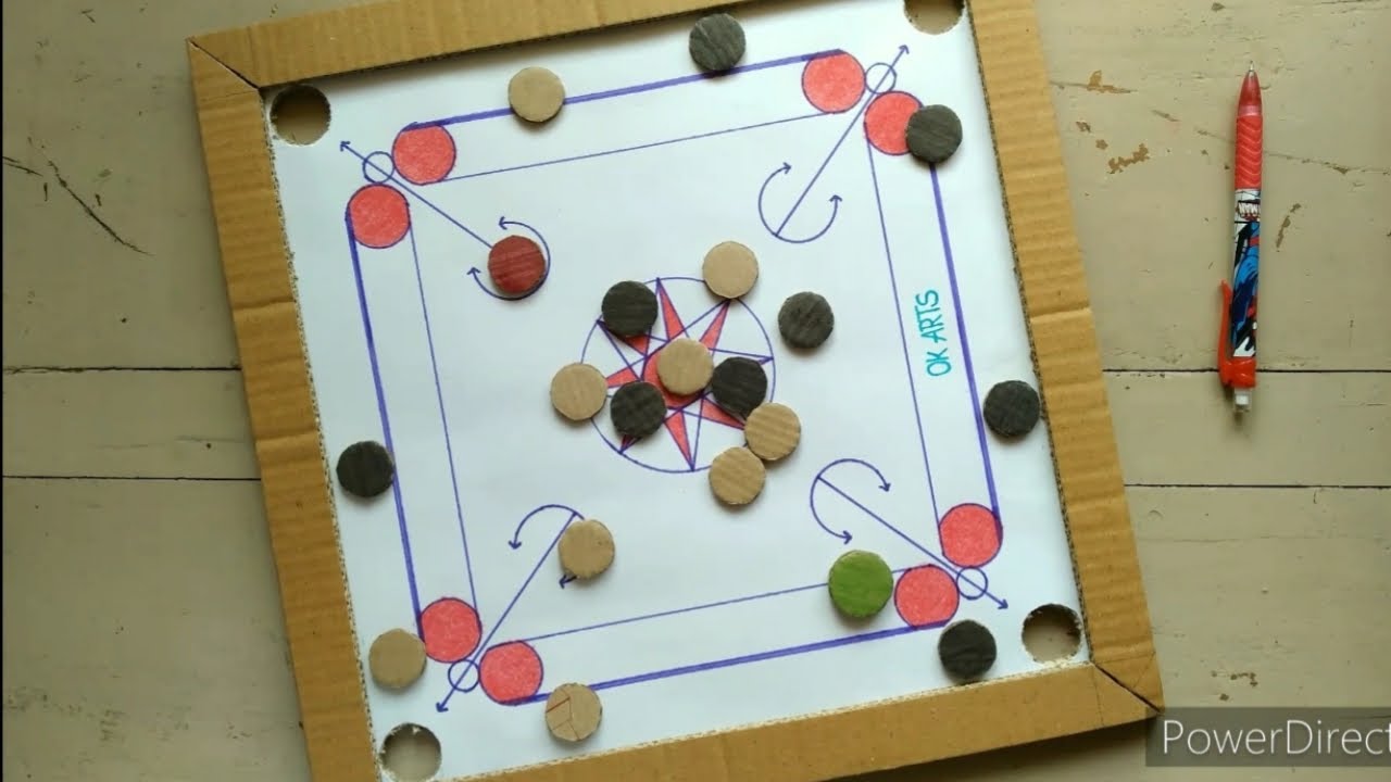 How to make carrom board at Home by cardboard | OK ARTS