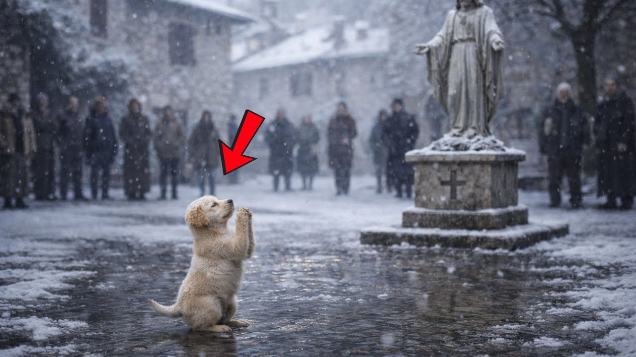 „Ein kleiner Hund flehte vor der Jesusstatue um Hilfe – die Welt wird nie vergessen, was geschah.“