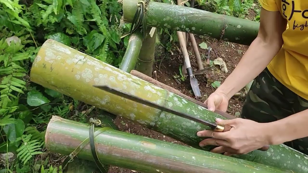 Full video of 30 days of bamboo house construction and daily life-châu thi nha