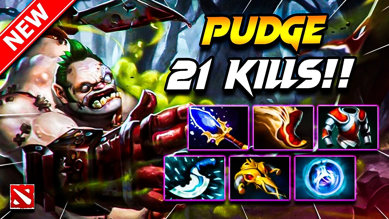 PUDGE Dota 2 Gameplay | 21 Kills PUDGE DOTA 2 Gameplay | Pudge Carry Build Pro Gameplay Guide 7.40