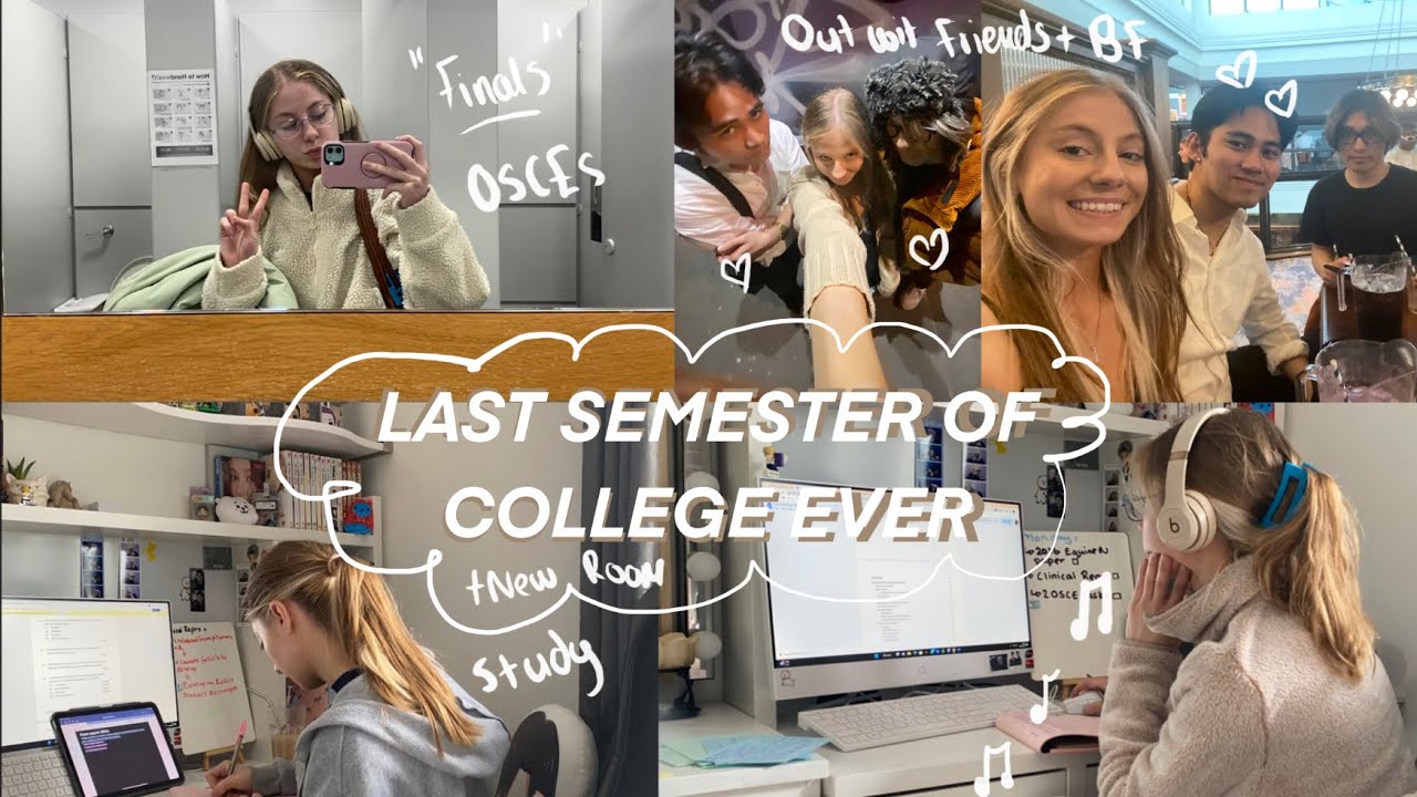 Last semester of college EVER  - studying alot, new room, night out with bf and friends 🌷📚