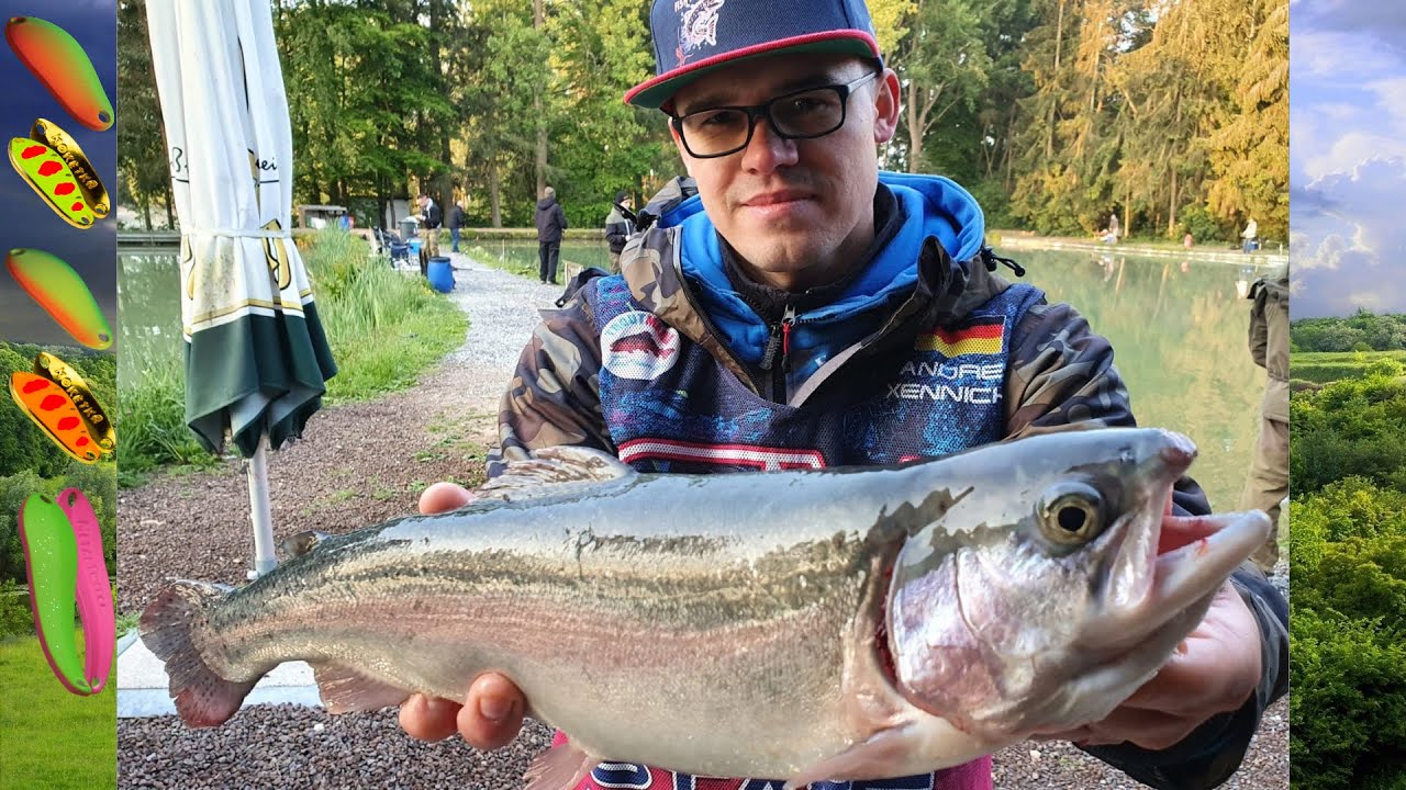 Ultra Light Angeln auf Lachsforellen am Forellenteich Limburg Linter #Spoon #Gummis