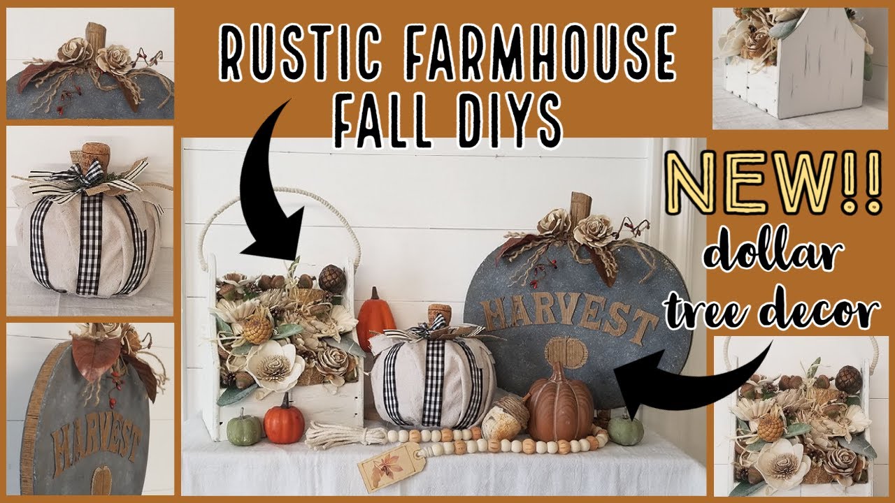 🍂NEW DOLLAR TREE FARMHOUSE DIYS~Rustic Farmhouse Fall Decor~Sola Wood Flowers Fall DIYS