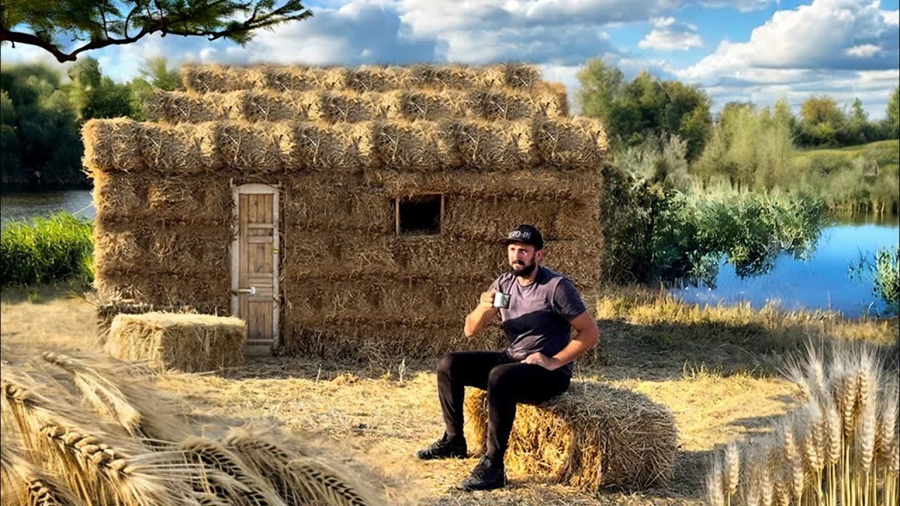 $100 ECO HOME! 🌿 Building a Cozy, Insulated Straw Bale Hut 🧱 (DIY Natural Build)