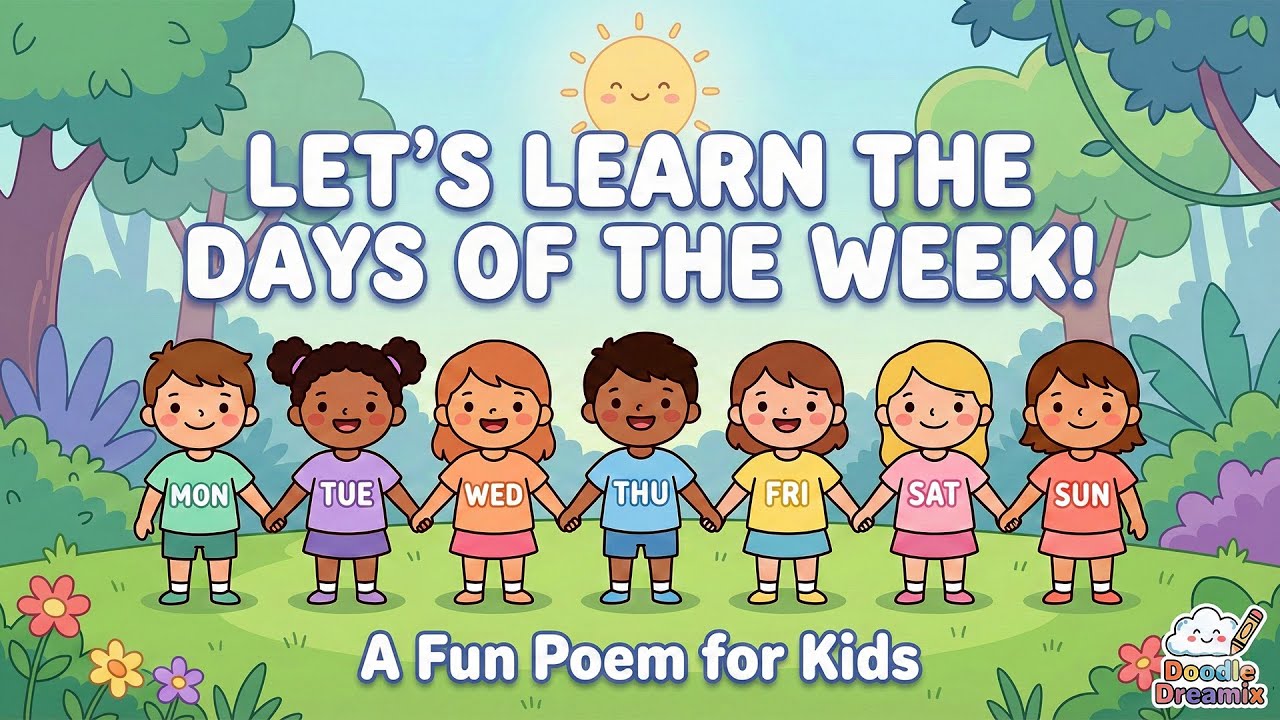 📚 Seven Days in a Week | Kindergarten Learning Song | Doodle Dreamix 🌙✨