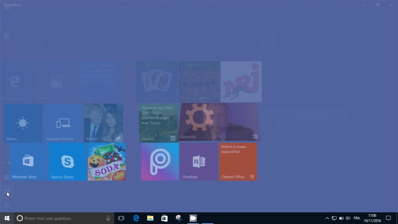 Menu Démarrer en plein écran sous Windows 10