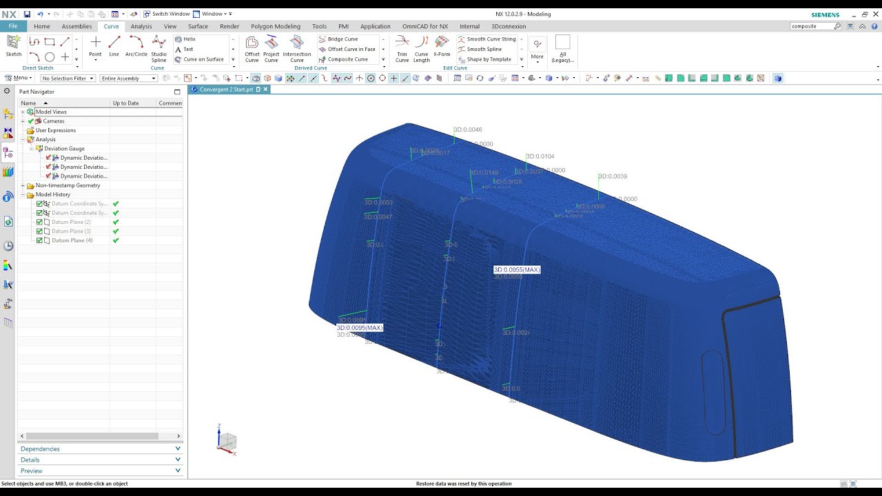 NX Fit Spline From Section Curve With Facet Body